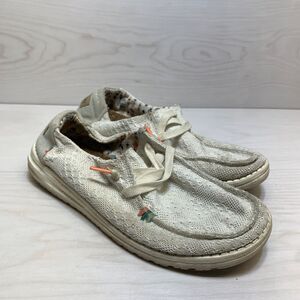 Hey Dude Wendy Boho White Crochet Shoes Slip On Lace Loafers Womens Size US 8